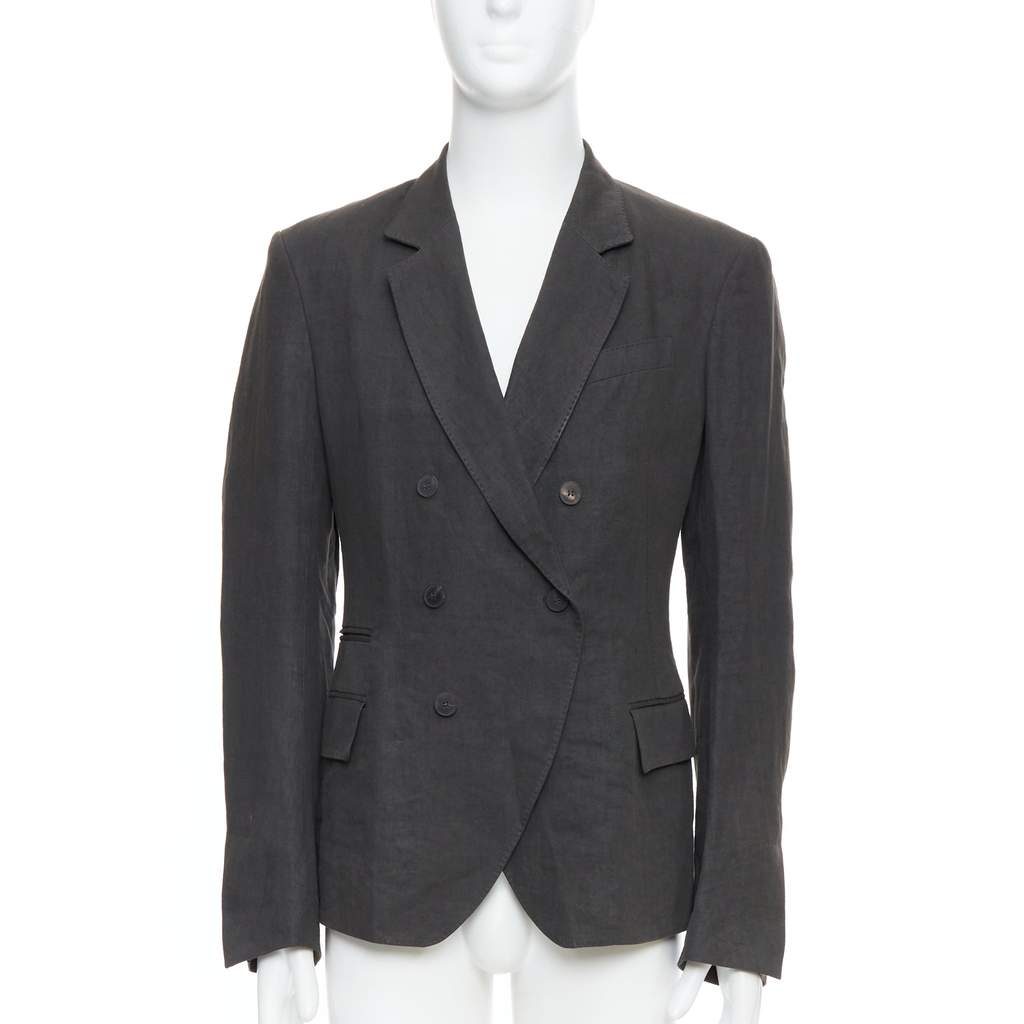 Haider Ackermann Grey Double Breasted Blazer Grey Linen Never worn - Front View