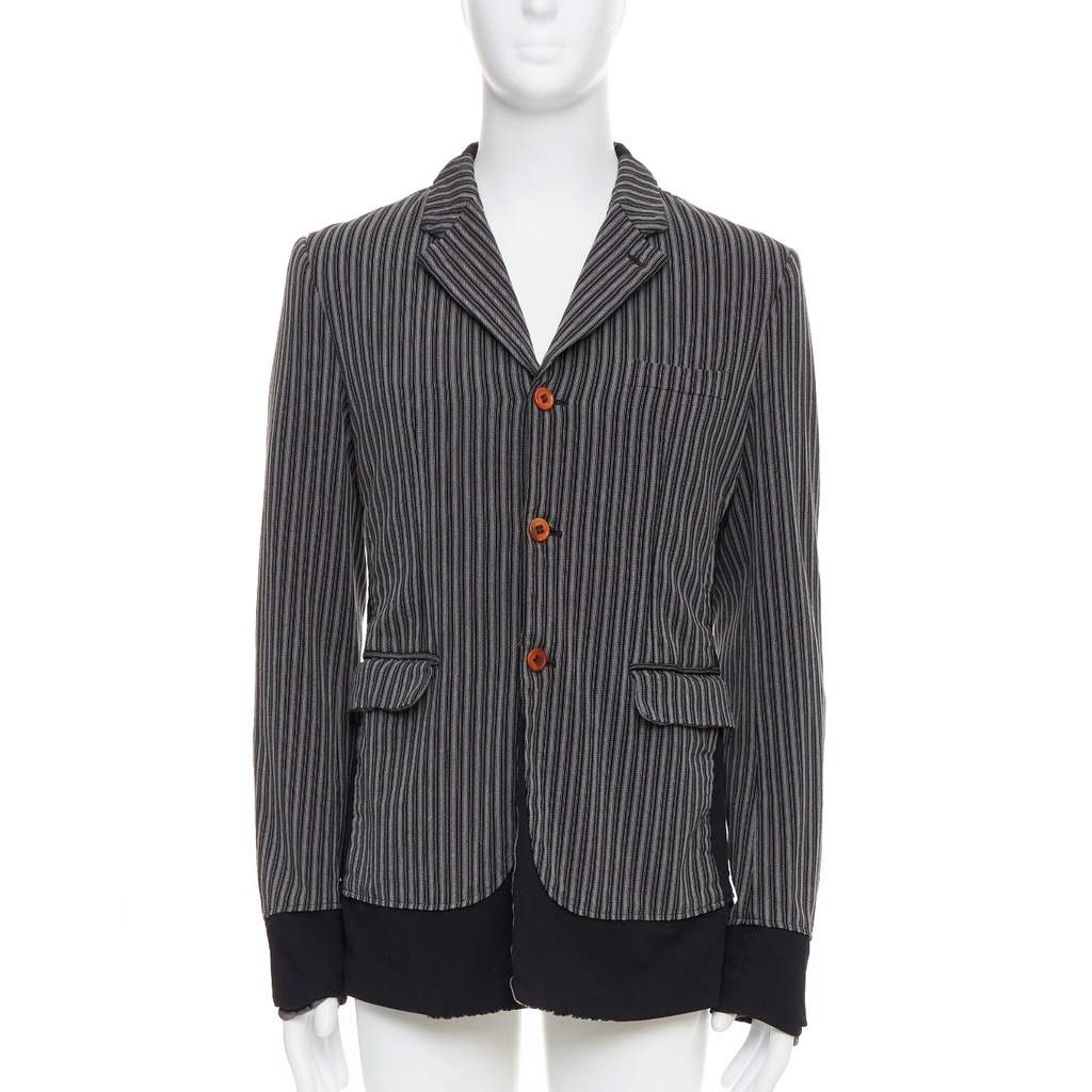 Comme Des Garcons Grey Striped Blazer Grey Wool Very good condition - Front View