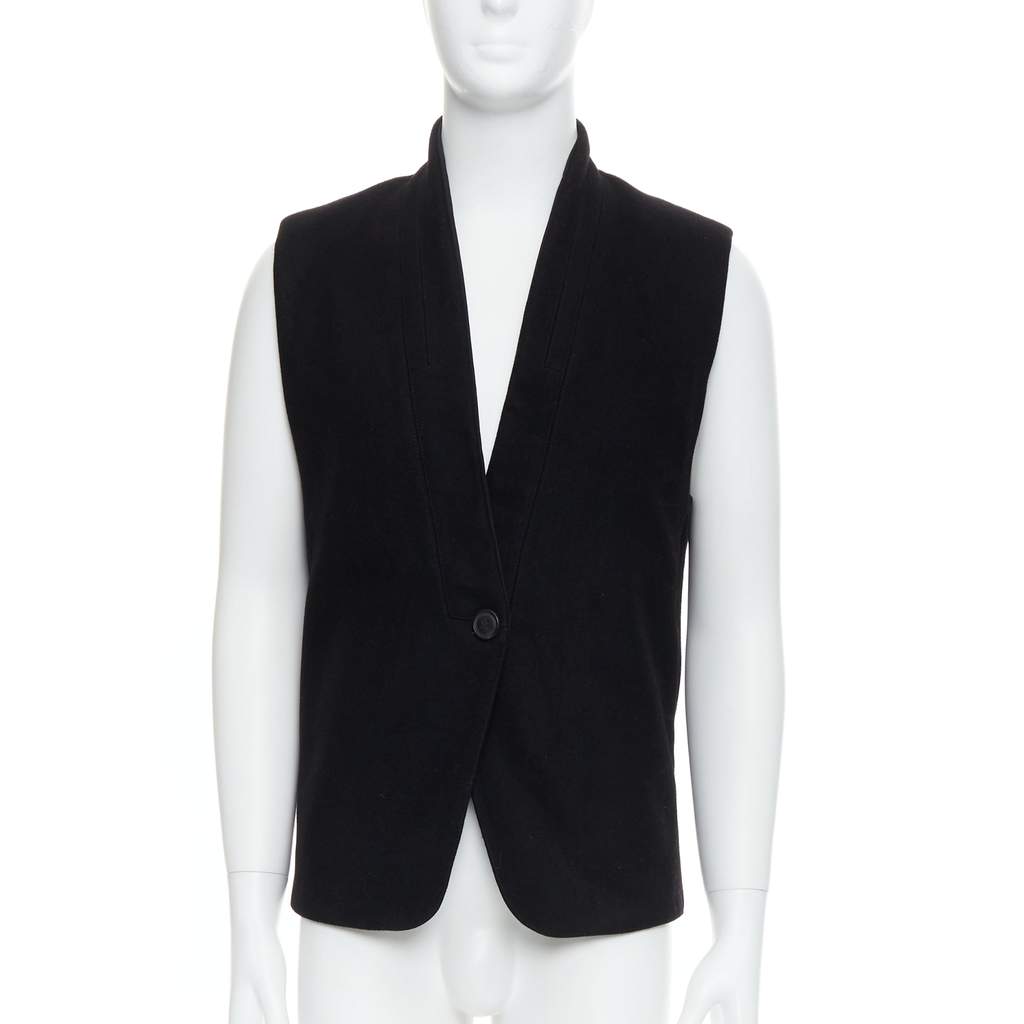 Lemaire Topstitch Waistcoat Vest Black Wool Very good - Front View