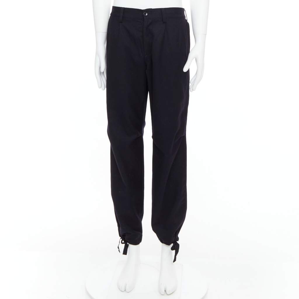 Yohji Yamamoto Drawstring Wide Pants Black Wool Very good condition - Front View