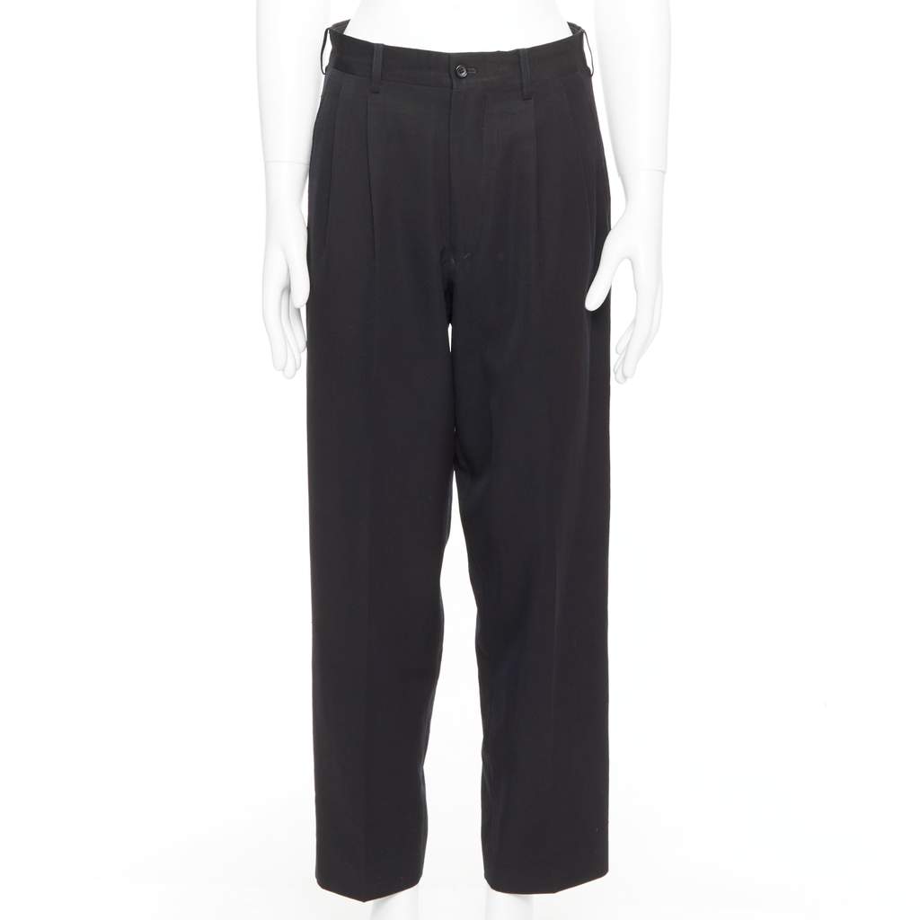 Yohji Yamamoto Pleated Wool Pants Navy Wool Fair condition - Front View