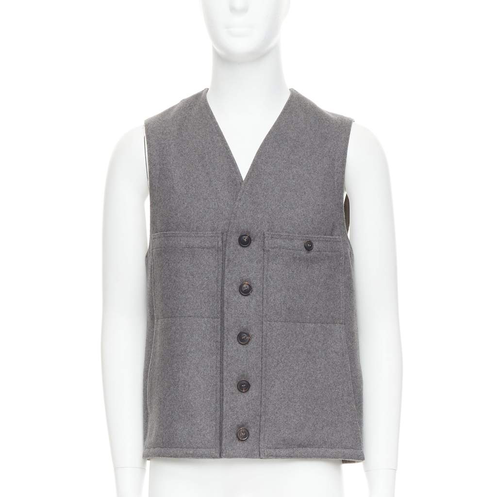 Lemaire Tape Bonded Vest Grey Wool Very good - Front View