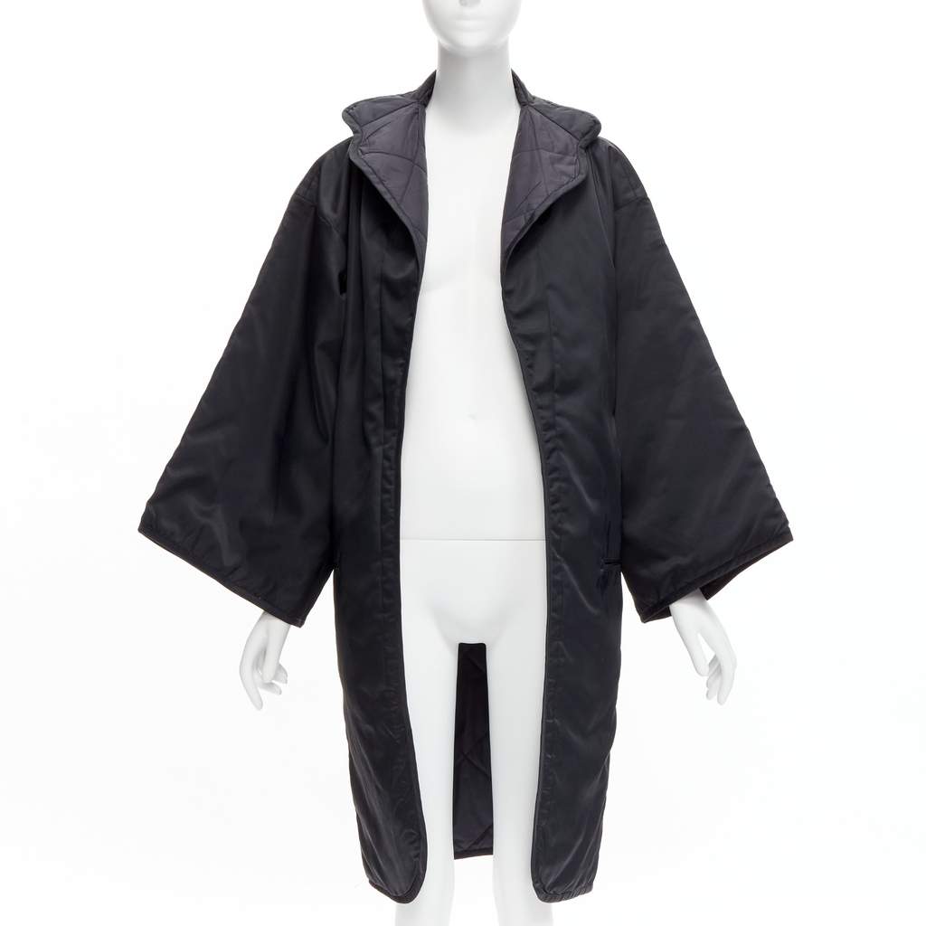 Yohji Yamamoto Black Padded Kimono Coat Black Never worn - Front View