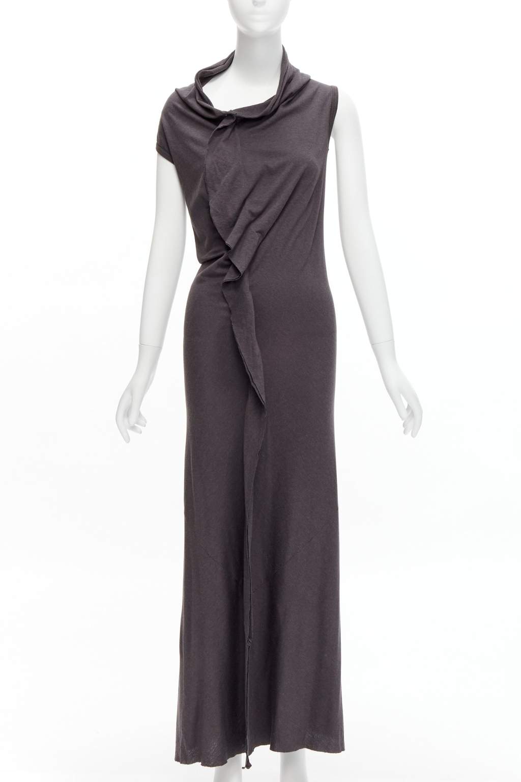 Comme Des Garcons Cowl Flutter Dress Grey Polyester Very good condition - Front View