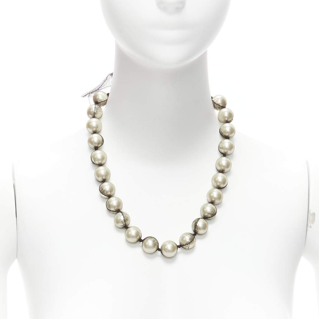 Lanvin Ribbon Wrap Necklace Beige Pearl Never worn - Front View