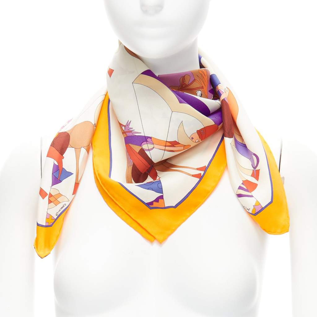 Hermès Amour Cheval Scarf MultiColor Silk Never worn - Front View