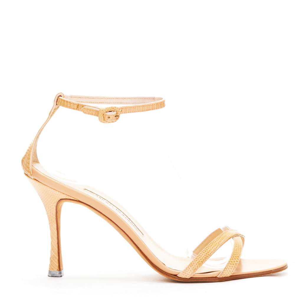 Manolo Blahnik Strappy Sandals Beige Leather Very good - Front View