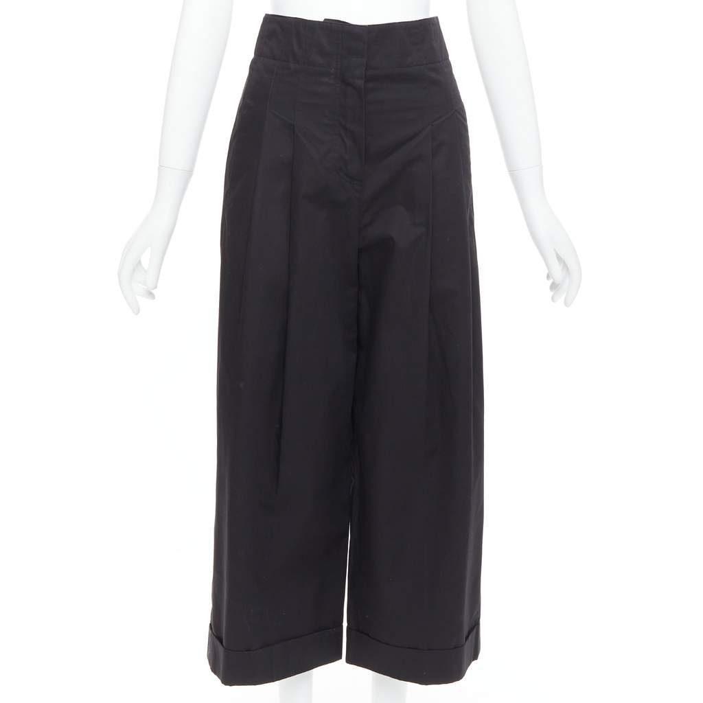 Celine High Waist Pants Black Cotton Very good - Front View