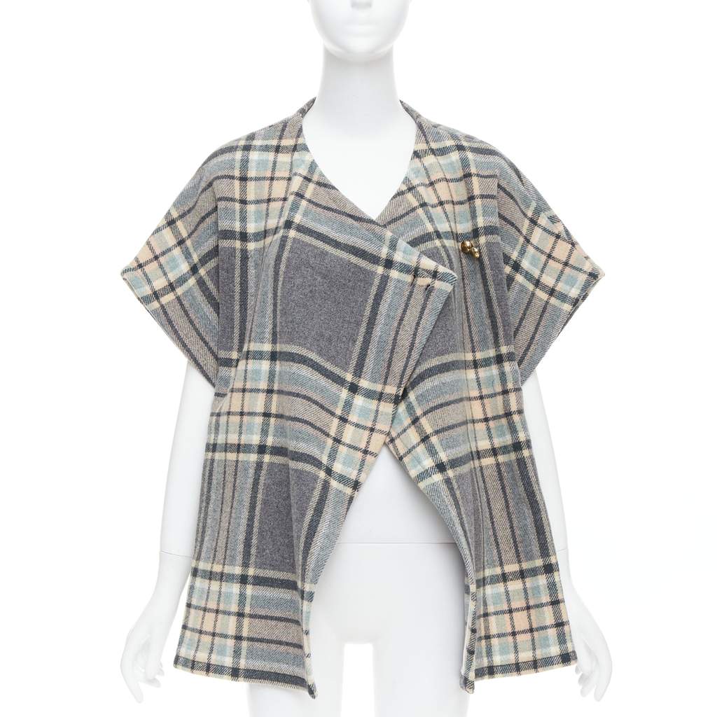 Chloé Grey Checked Cape Top Pink Wool Very good - Front View