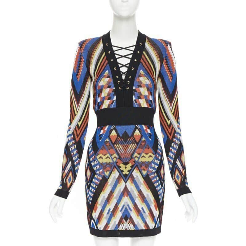 Balmain Tribal Knit Dress MultiColor Viscose Never worn - Front View