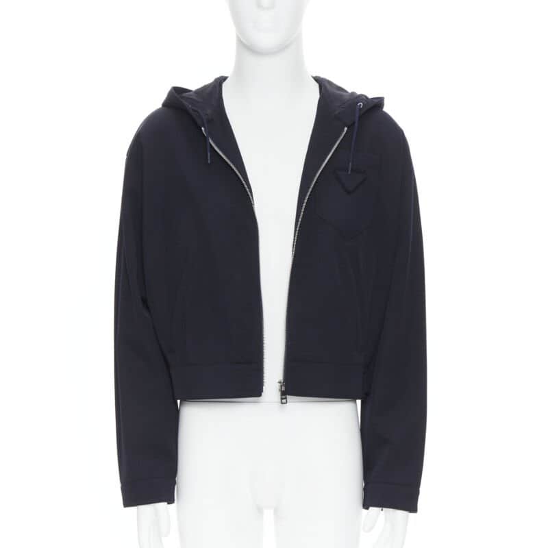 Prada Triangle Pocket Jacket Navy Cotton Never worn, with tag - Front View