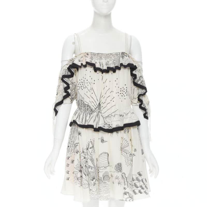 Valentino Garavani Garden Print Dress Beige Silk Never worn, with tag - Front View