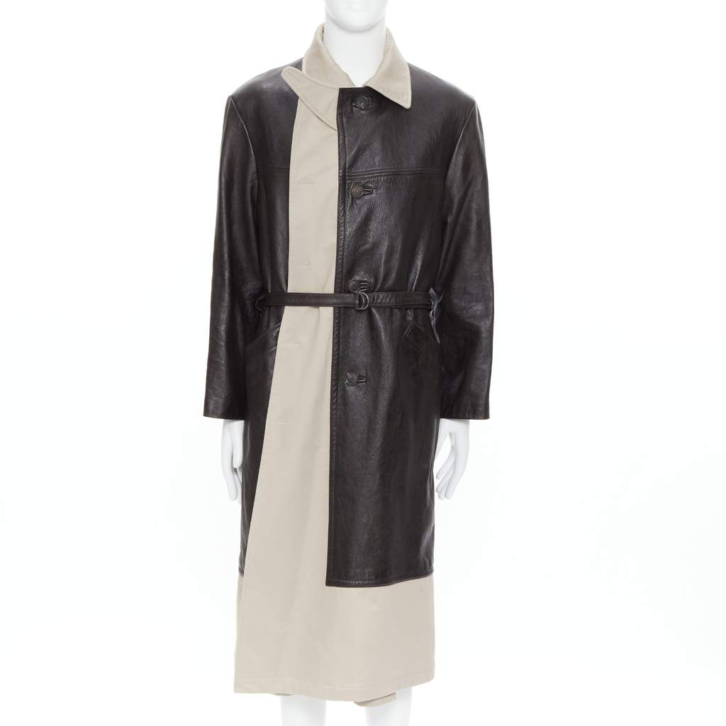 Balenciaga Fake Layering leather trench coat Black Leather Very good - Front View