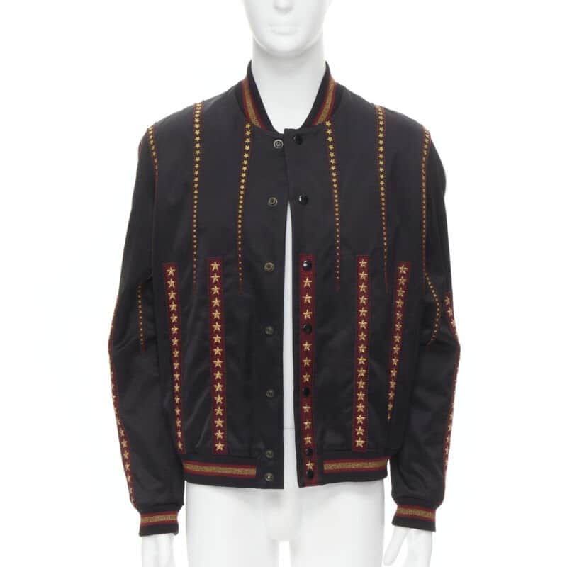 Saint Laurent Gold Star Bomber Black Polyester Never worn, with tag - Front View