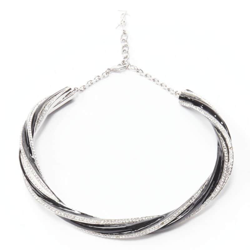 Saint Laurent Twist Charm Necklace Black Metal Very good - Front View