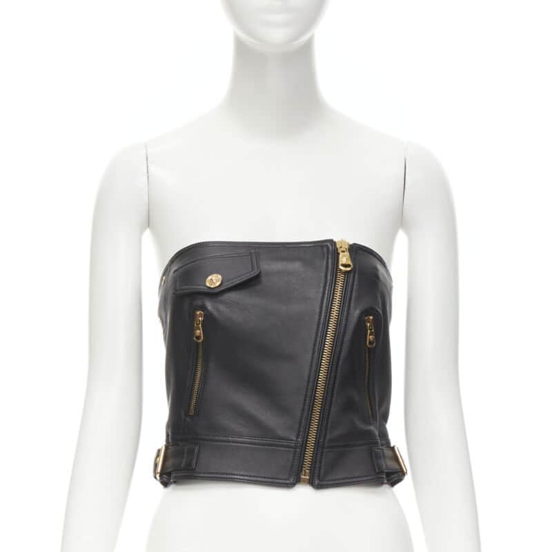 Versace Leather Medusa Top Black Leather Never worn, with tag - Front View