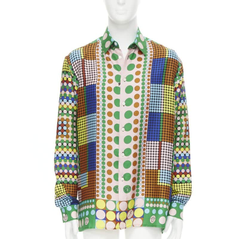 Versace Pop Dot Shirt MultiColor Silk Never worn, with tag - Front View