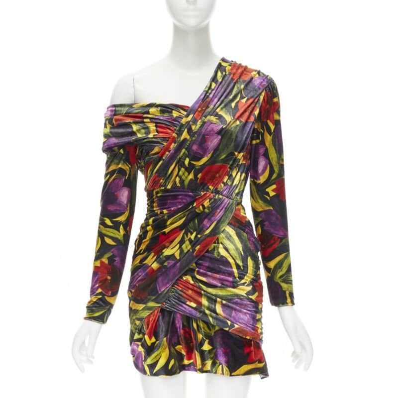 Balenciaga Floral Velvet Dress MultiColor Velvet Never worn, with tag - Front View