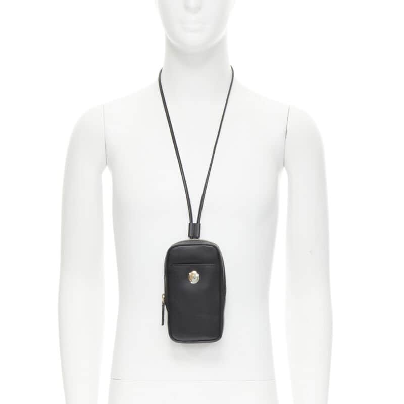 Versace FF Vertical Crossbody Bag Black Leather Never worn, with tag - Front View