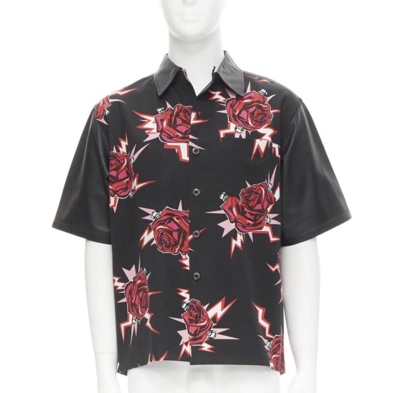 Prada Rose Bolt Shirt Black Cotton Very good - Front View
