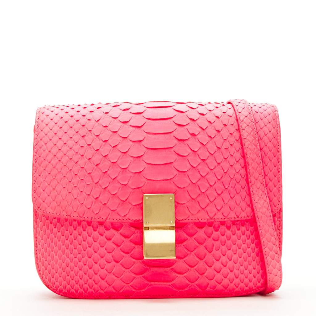 Celine Neon Classic Box Bag Pink Leather Very good - Front View
