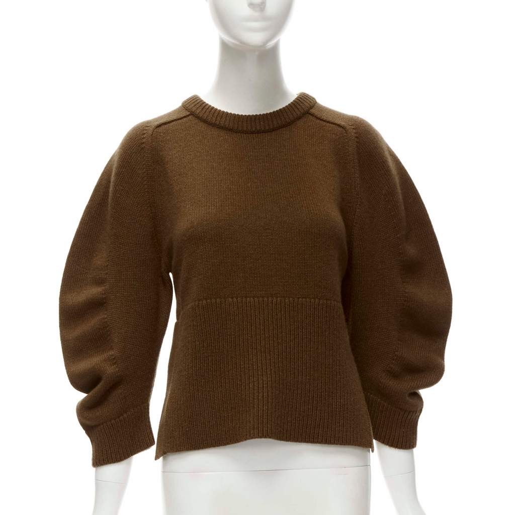 Chloé Puff Sleeve Sweater Brown Cashmere Never worn - Front View