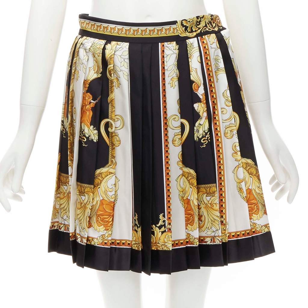 Versace Renaissance Silk Skirt Black Silk Never worn, with tag - Front View