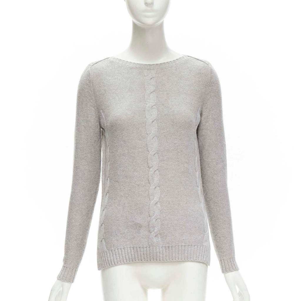 Loro Piana Braid Knit Sweater Grey Cashmere Never worn - Front View