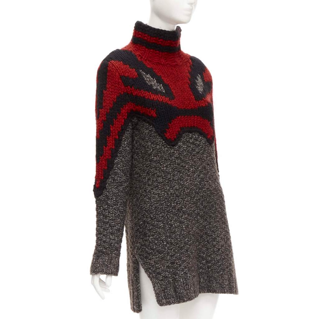 Celine Abstract Knit Dress Red Wool Never worn - Front View