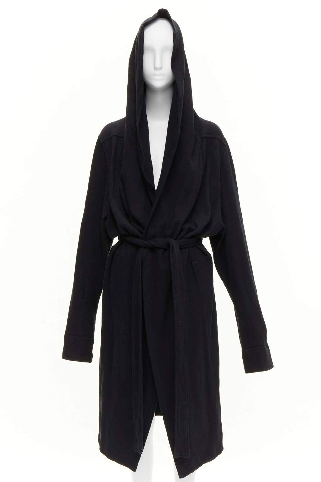 Rick Owens Black Hooded Robe Black Cotton Very good condition - Front View