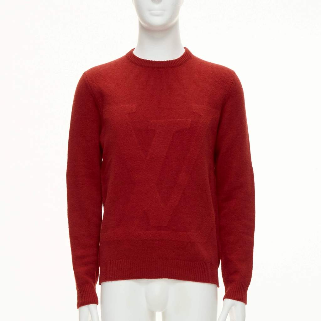 Louis Vuitton Logo Crew Sweater Red Wool Very good - Front View