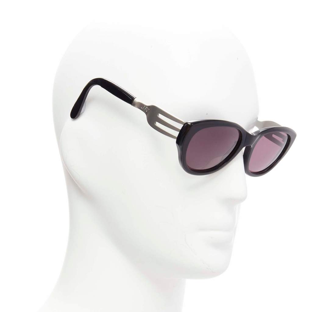 Jean Paul Gaultier Fork Temple Glasses Black Metal Fair - Front View