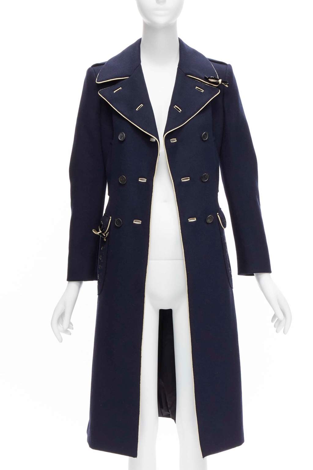 Prada Navy Officer Coat Navy Wool Very good - Front View