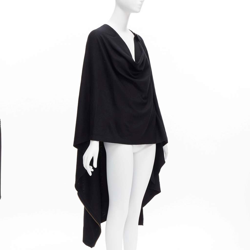 Issey Miyake Black Draped Coat Black Wool Never worn - Front View