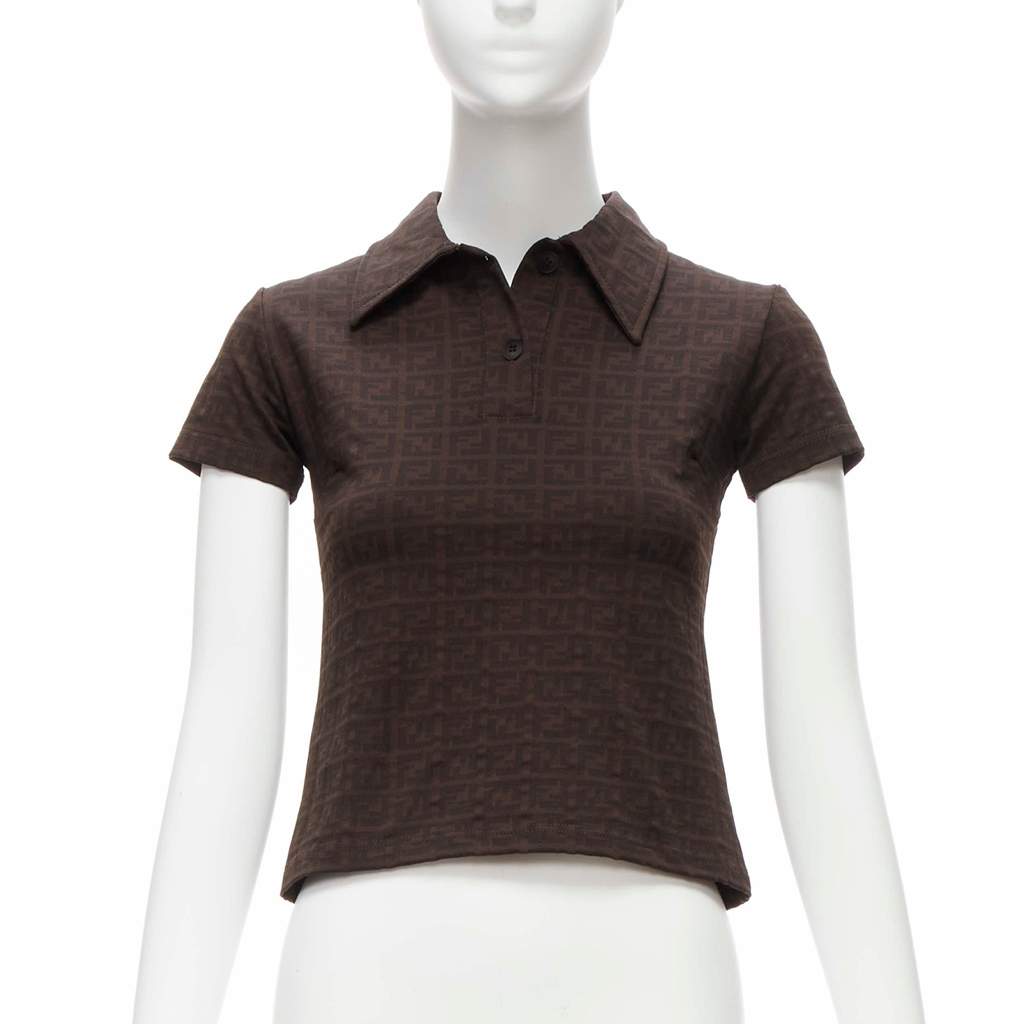 Fendi Zucca Polo Top Brown Polyamide Very good - Front View