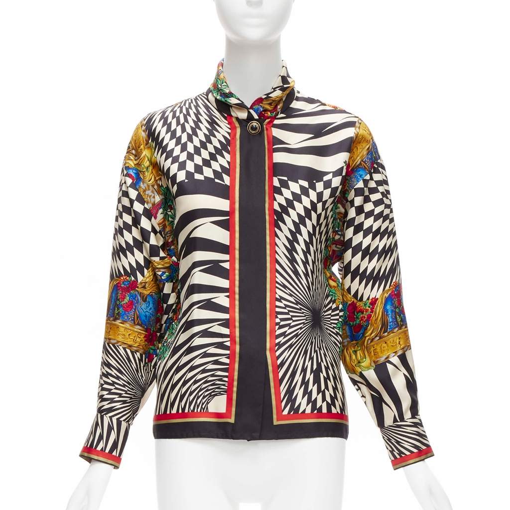 Gianni Versace Graphic Collar Shirt MultiColor Silk Fair - Front View