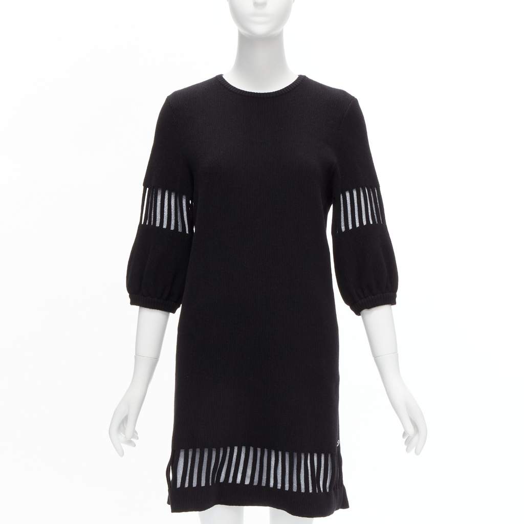 Chanel Cut Out Sweater Dress Black Wool Never worn - Front View