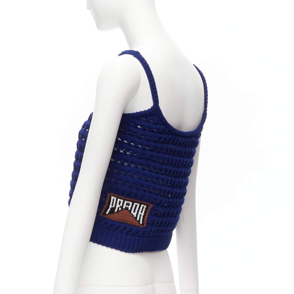 Prada Crochet Knit Tank Blue Polyester Never worn - Front View