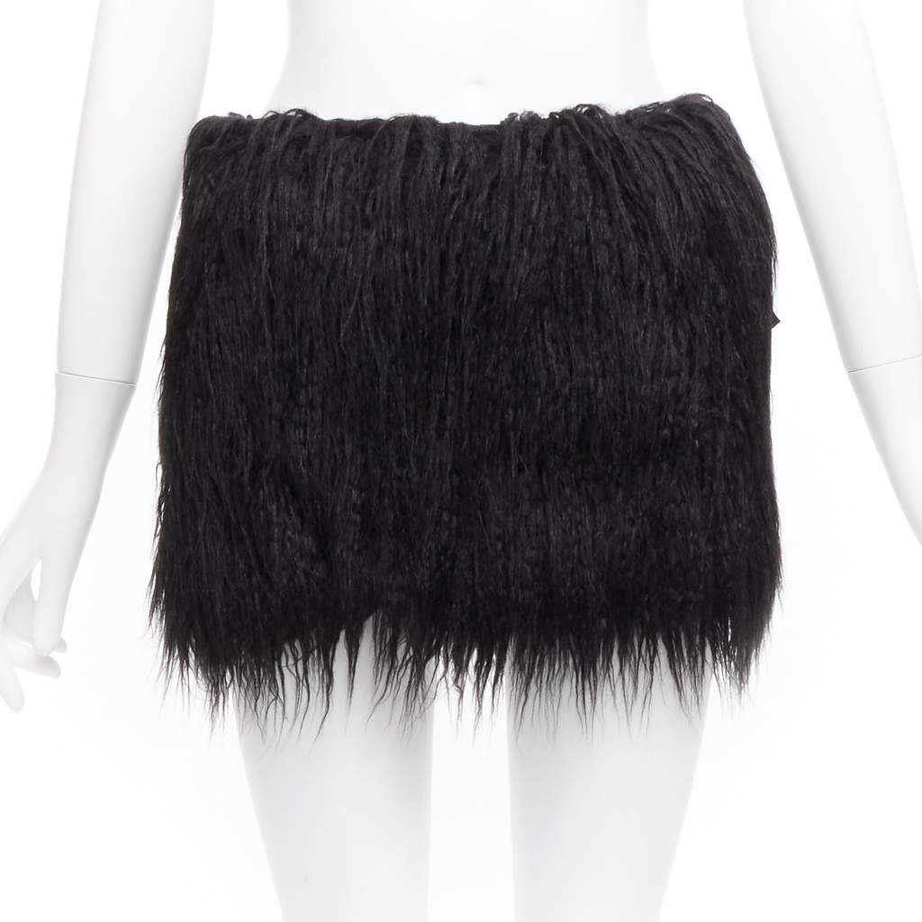 Saint Laurent Faux Fur Skirt Black Never worn, with tag - Front View