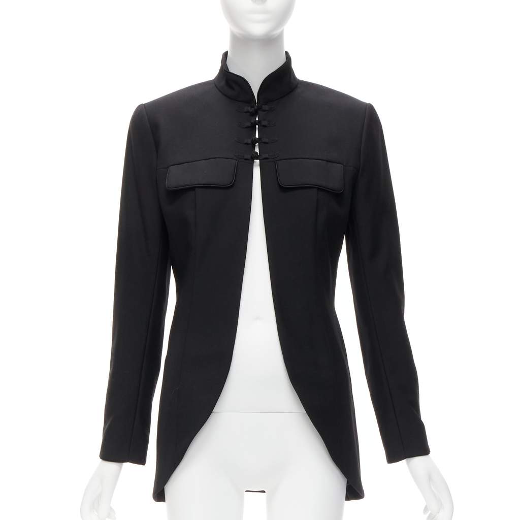 Christian Dior Mandarin Collar Jacket Black Wool Never worn - Front View