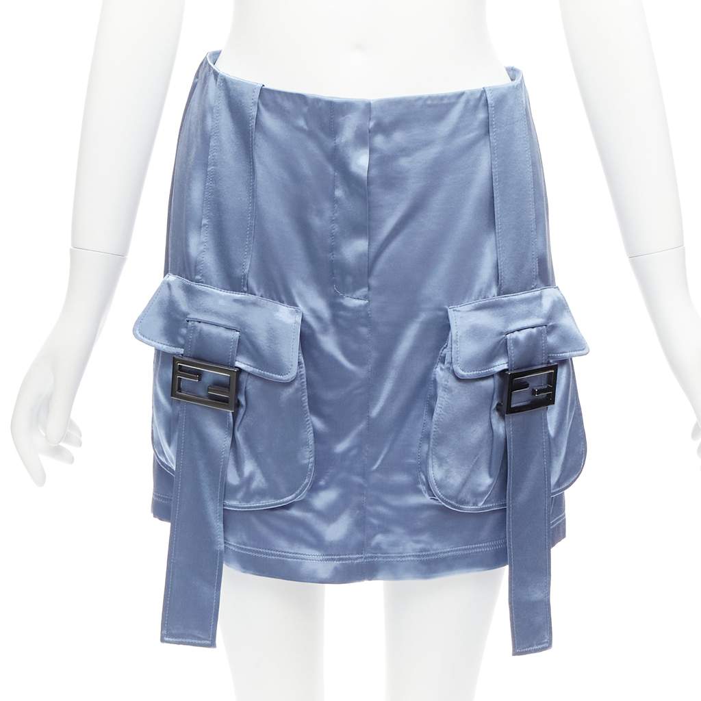 Fendi Cargo Satin Skirt Blue Viscose Very good - Front View