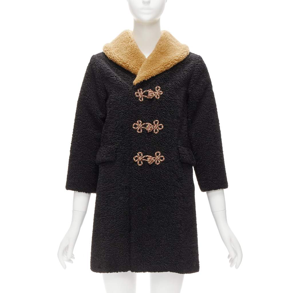 Gucci Anchor Teddy Coat Black Polyester Never worn - Front View