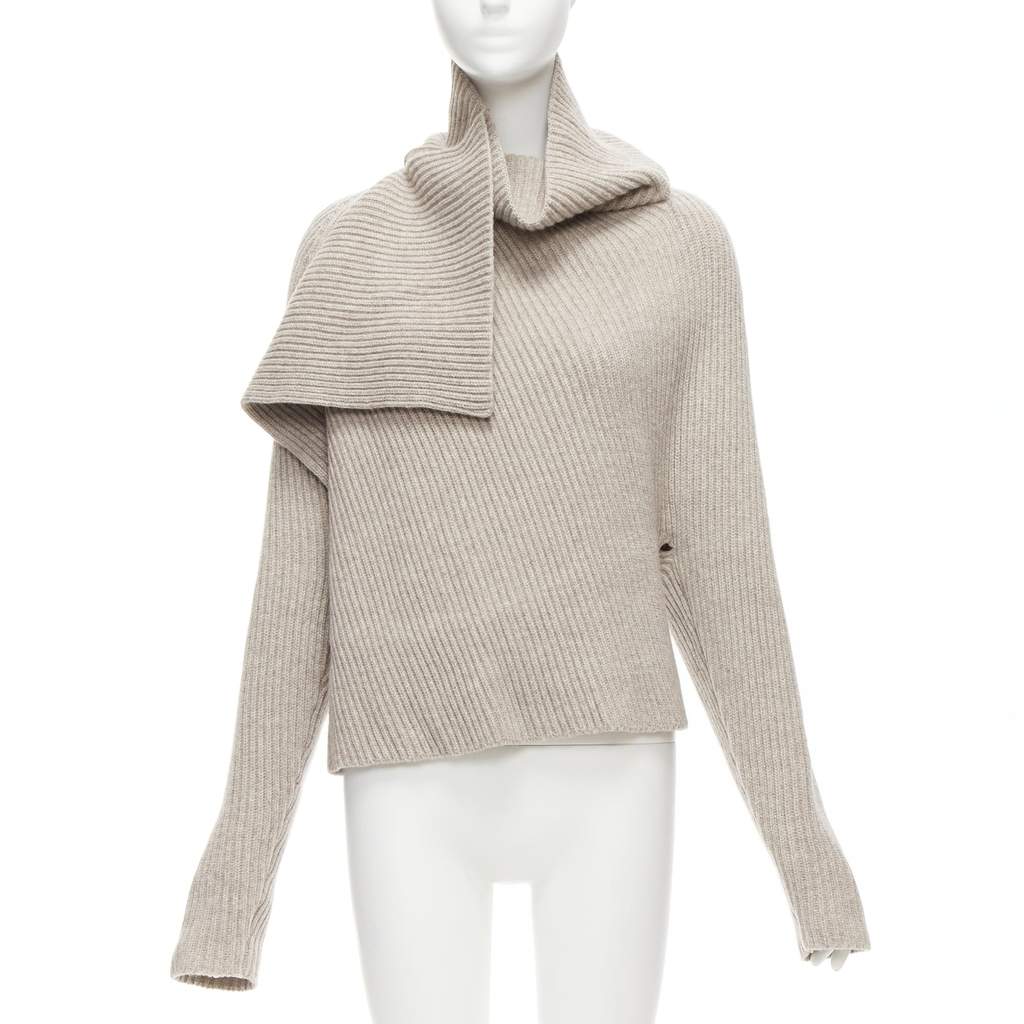 Celine Draped Neck Sweater Beige Wool Never worn - Front View