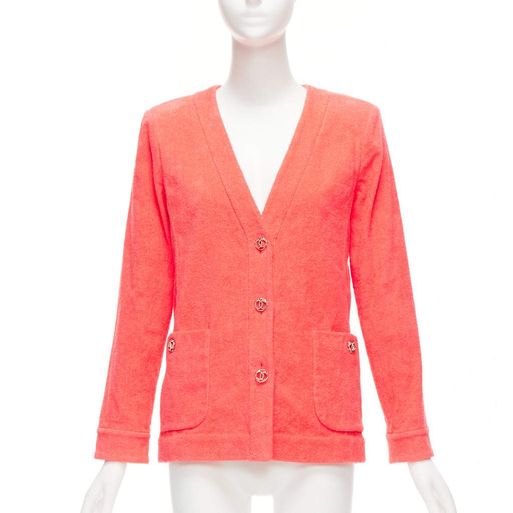 Chanel Pink Terry Jacket Pink Cotton Very good - Front View