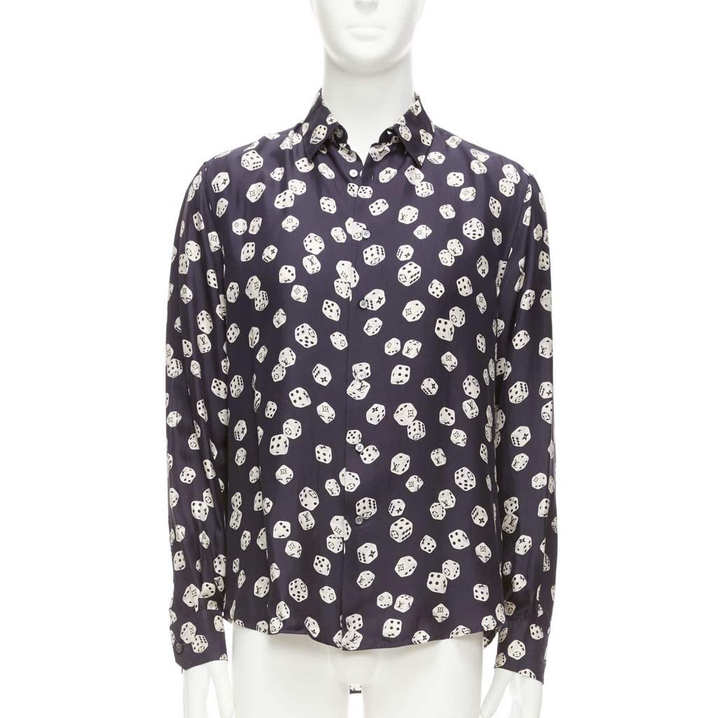 Louis Vuitton Navy Print Shirt Navy Never worn - Front View