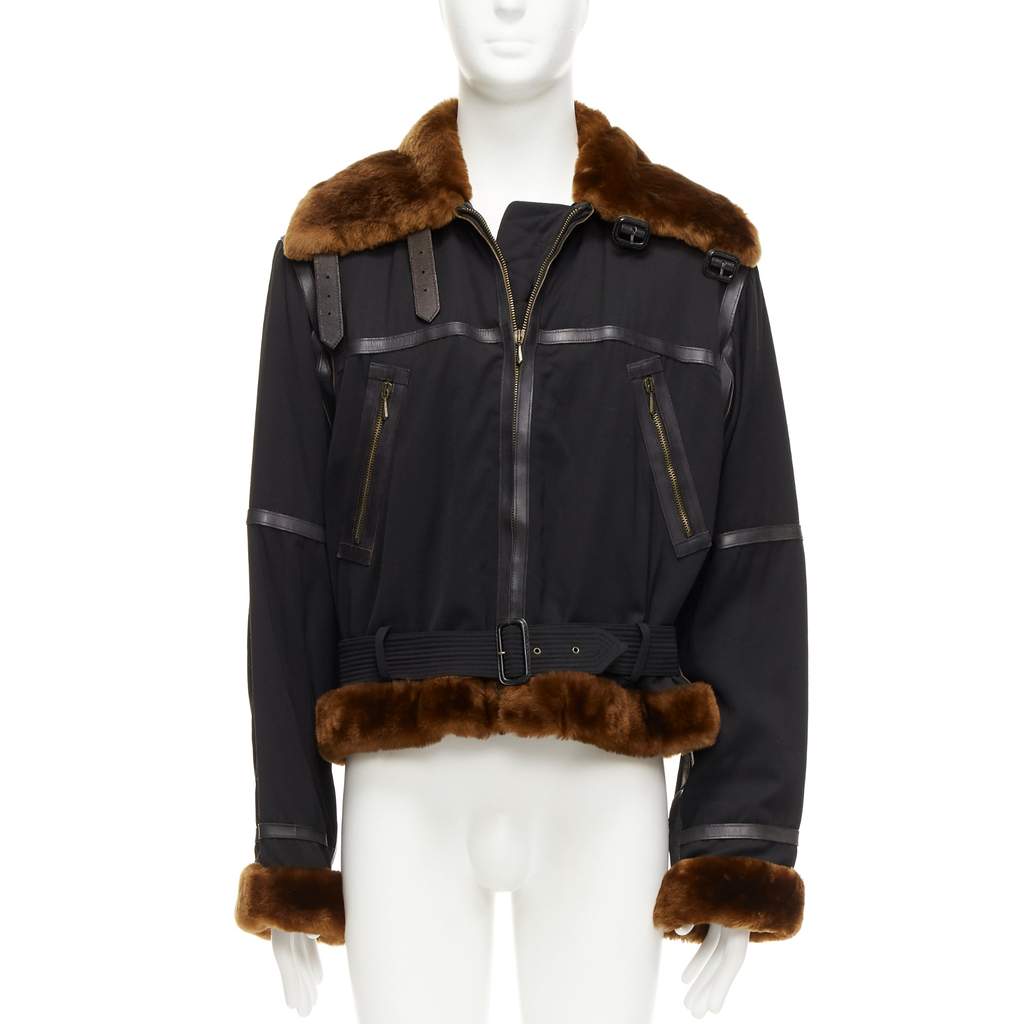 Jean Paul Gaultier Black Aviator Jacket Black Wool Good - Front View