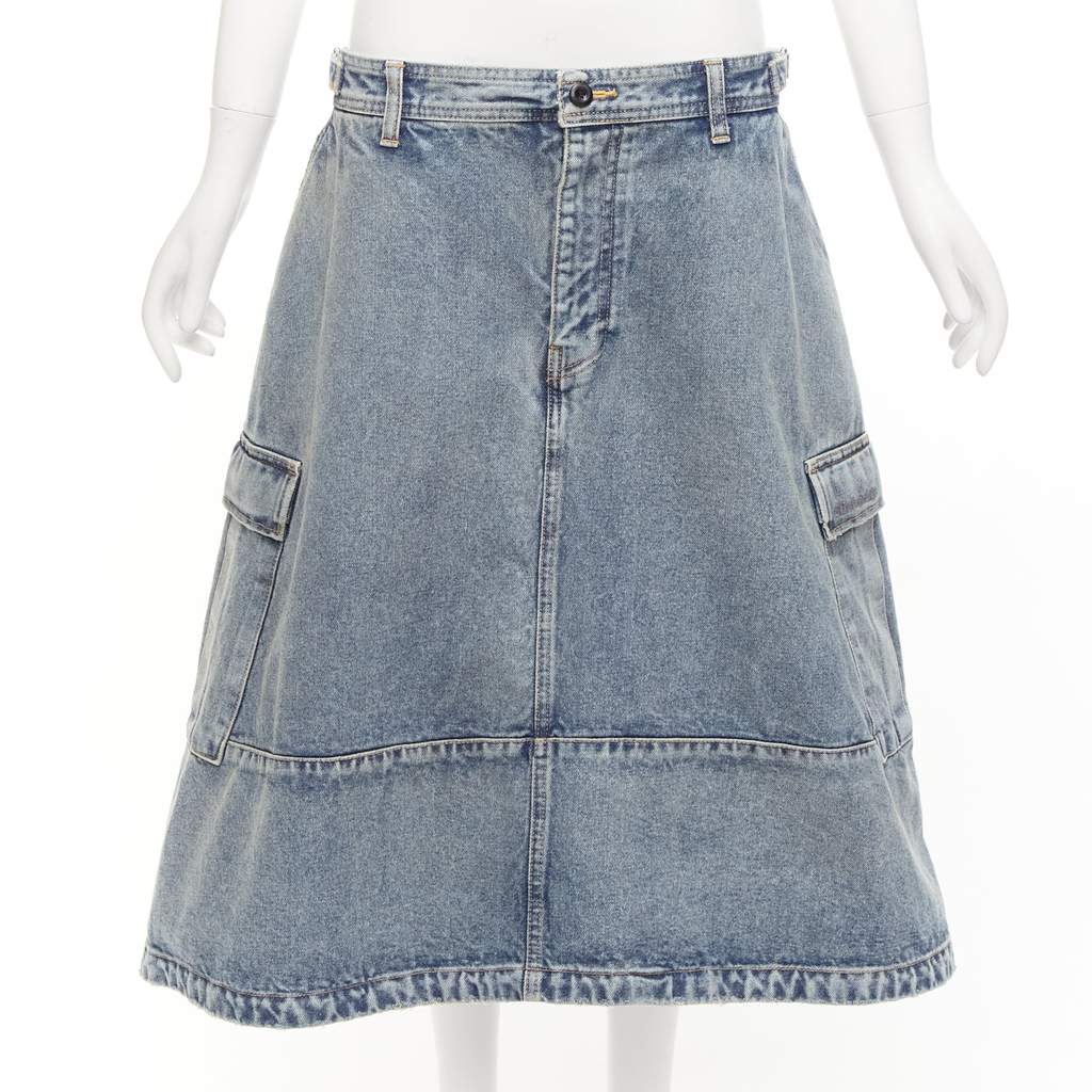 Balenciaga Cargo Denim Skirt Blue Never worn, with tag - Front View