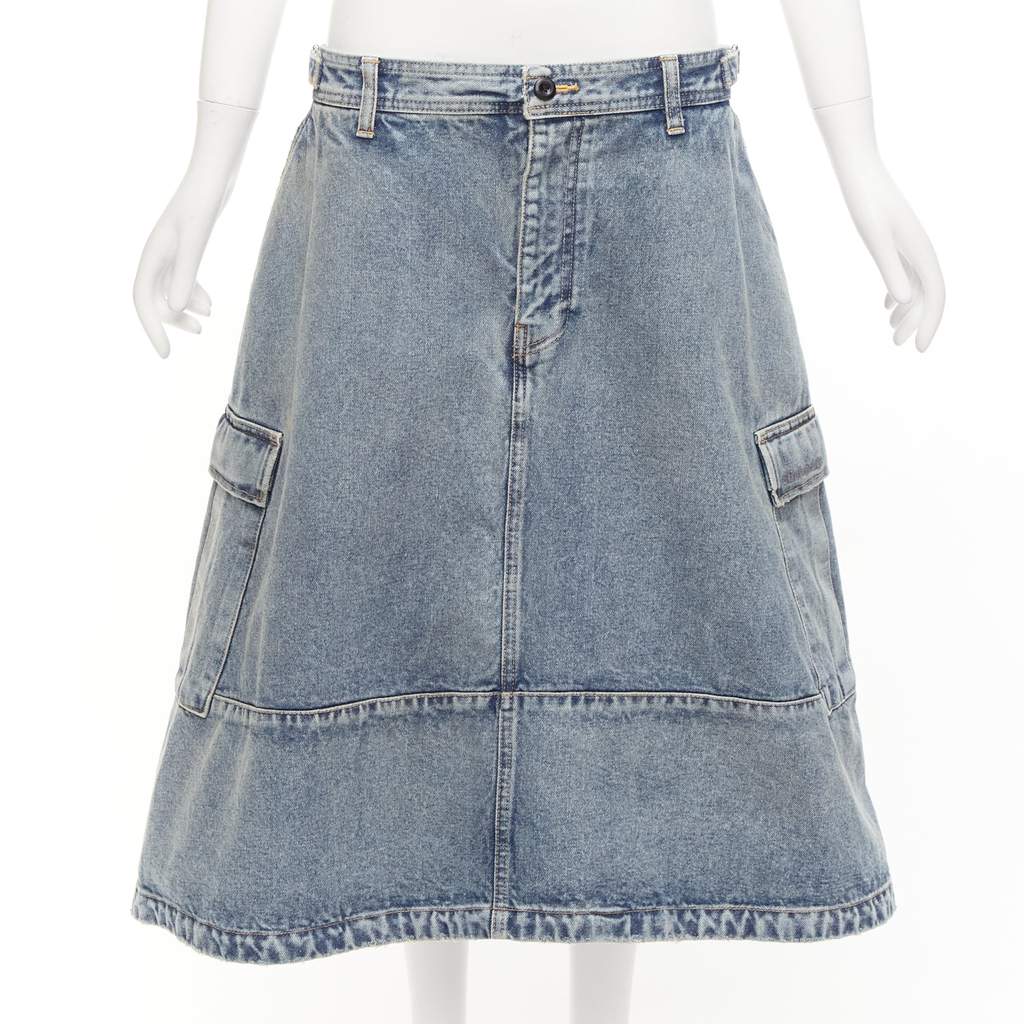 Balenciaga Cargo Denim Skirt Blue Cotton Never worn, with tag - Front View