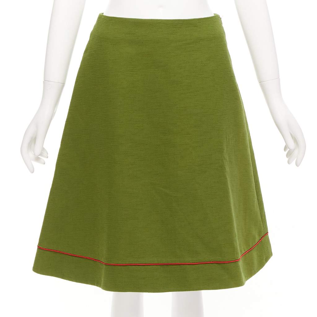 Dior Pique A-line Skirt Green Cotton Never worn, with tag - Front View