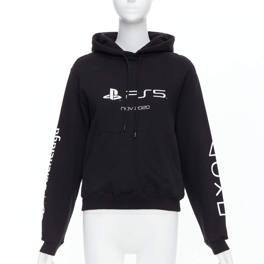 Balenciaga Logo Fitted Hoodie Black Cotton Never worn, with tag - Front View